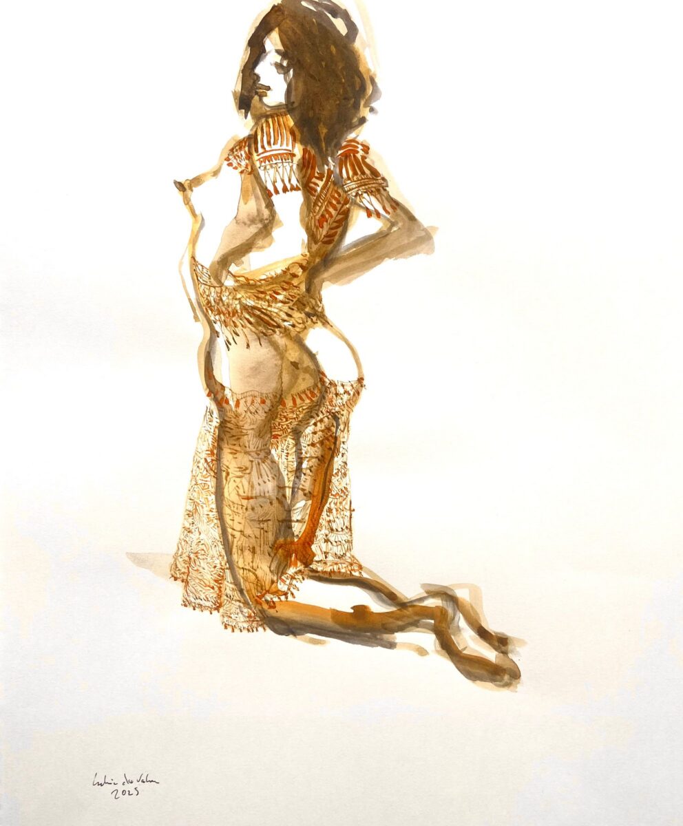 Encre naturelle sur papier au voil