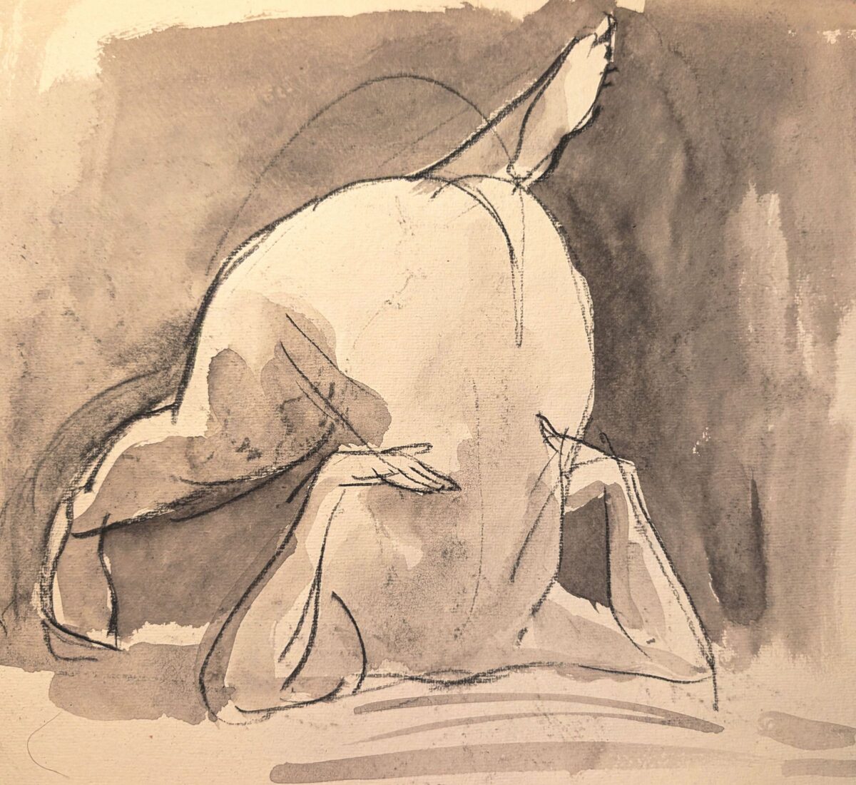 Pierre noire & Aquarelle