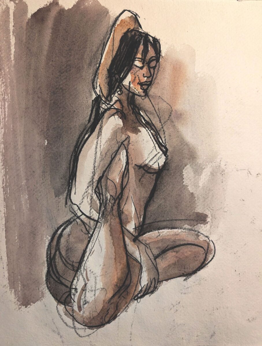 Pierre noire & Aquarelle