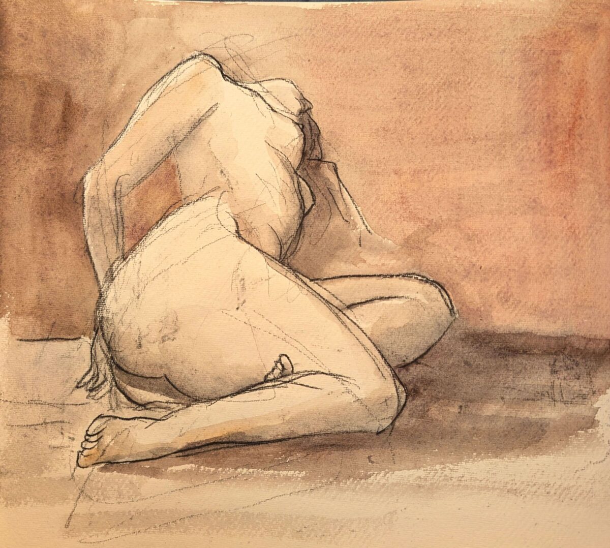 Pierre noire & Aquarelle